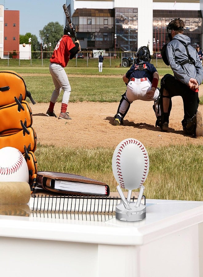 GUSHBIN Acrylic Display Stand Softball Display Pedestal Sphere Holder for Baseball Tennis Golf Crystal Ball Clear Collecter Rock Display Stand with Round Base, Medium - Image 2